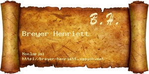 Breyer Henriett névjegykártya